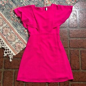 Kensie crepe flutter sleeve fit and flare dress